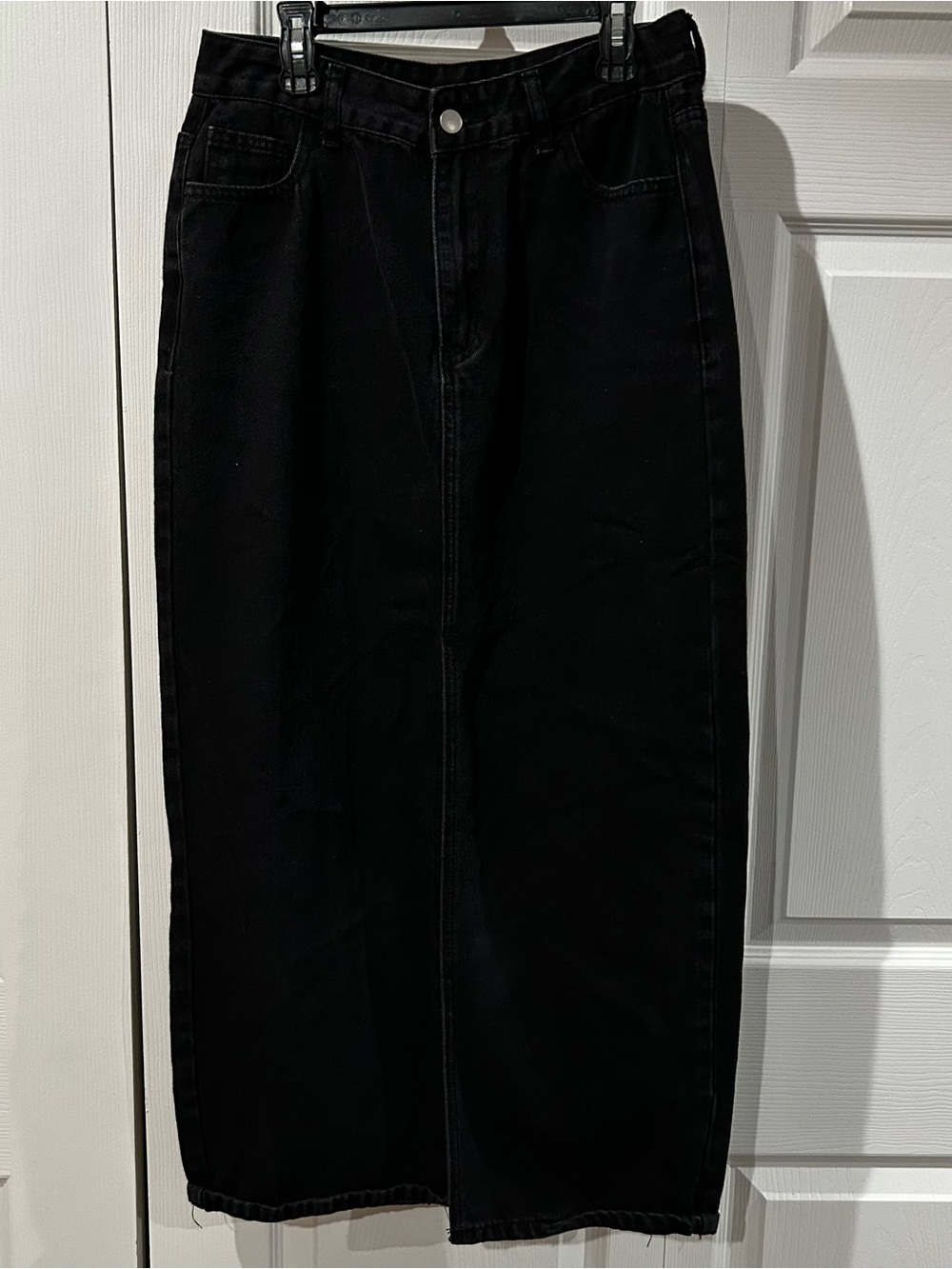 SHEIN Black High-Waist Denim Maxi Midi Skirt